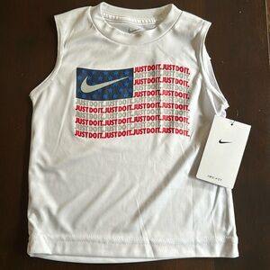 Nike Dri-Fit White American Flag Just Do It Sleeveless Muscle Tank Top